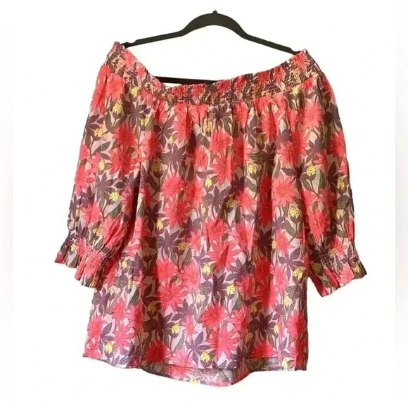 Vineyard Vines Tops - Vineyard Vine NWT Pink Floral Off the Shoulder Blouse Cotton&Viscose Top Size XL